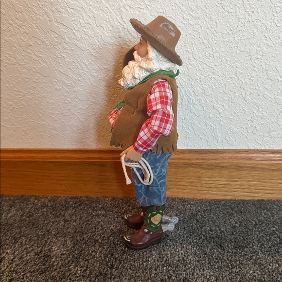 Cowboy Santa Figurine with Red and Blue Outfit - Picture 2 of 4